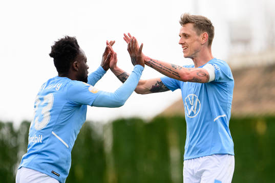 Mohamed Buya Turay and Søren Rieks of Malmö FF celebrates