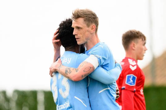 Mohamed Buya Turay and Søren Rieks of Malmö FF celebrates