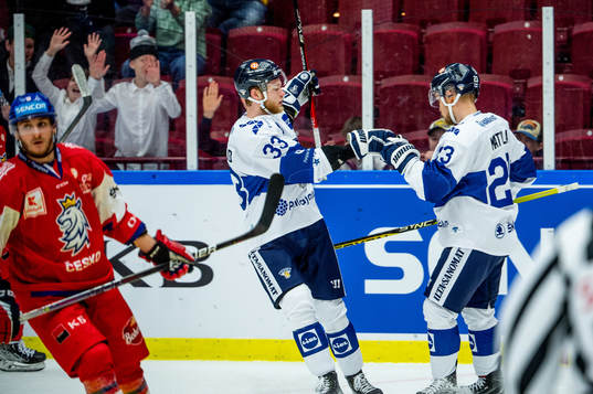 Nikolas Matinpalo and Julius Mattila of Finland celebrates