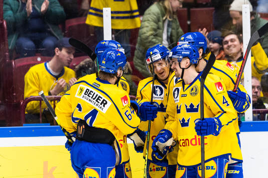 Emil Djuse and August Ljungberg of Sweden celebrates