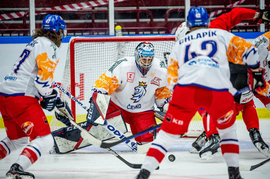 Goaltender Ales Stezka of Czech Republic