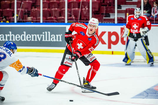 Mirco Müller of Switzerland and Jiri Smejkal of Czech