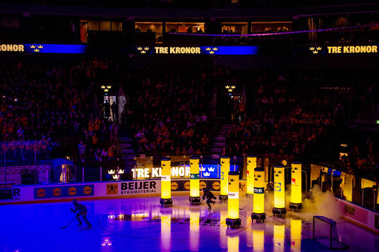 The Swedish team enters the ice
