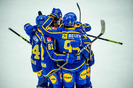 Theodor Lennström of Sweden celebrates 1-0