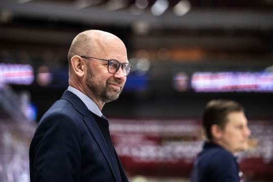 Goaltender coach Stefan Ladhe of Sweden