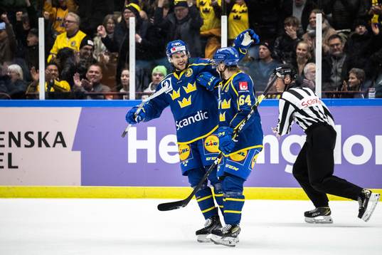 Theodor Lennström of Sweden celebrates the 1-0 goal