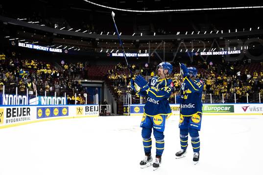 Joakim Nordström and Theodor Lennström of Sweden celebrate