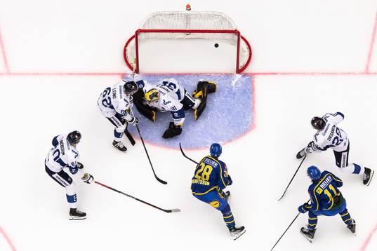 Anton Bengtsson of Sweden scores the 3-0 goal behind