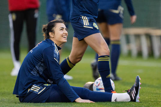 Goalkeeper Zecira Musovic of the Swedish women's national