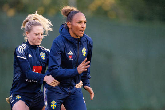 Rebecka Blomqvist and Madelen Janogy of the Swedish women's