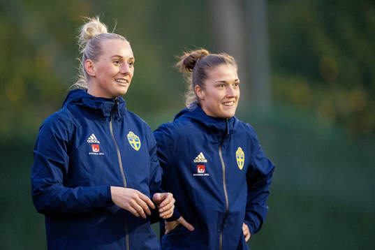 Stina Blackstenius and Filippa Angeldahl of the Swedish