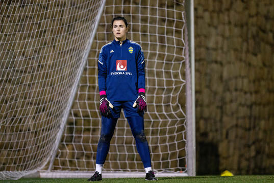 Goalkeeper Zecira Musovic of the Swedish women's national