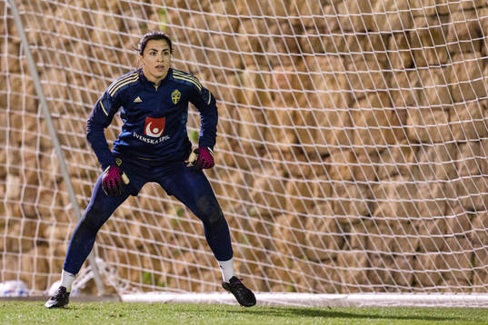 Goalkeeper Zecira Musovic of the Swedish women's national