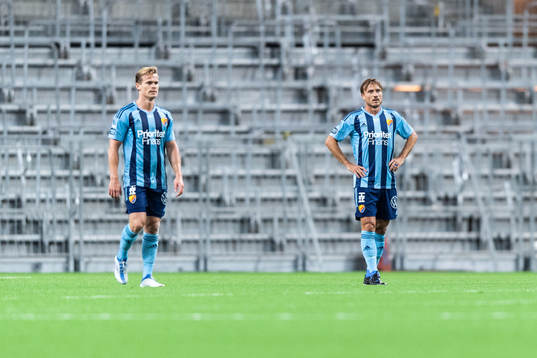 Djurgårdens Hampus Finndell och Pierre Neurath Bengtsson