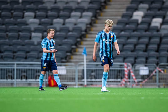 Djurgårdens Elliot Käck och Lucas Bergvall deppar