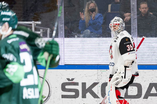 Malmö Redhawks målvakt Adam Werner deppar
