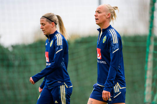 Olivia Schough and Caroline Seger of the Swedish women's