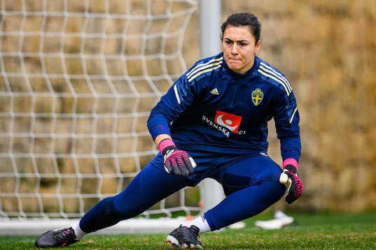 Goalkeeper Zecira Musovic of the Swedish women's national