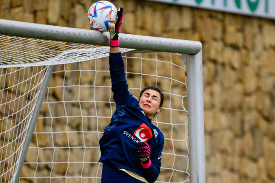 Goalkeeper Zecira Musovic of the Swedish women's national