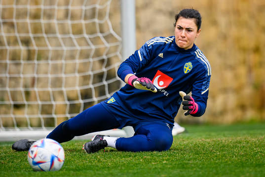 Goalkeeper Zecira Musovic of the Swedish women's national