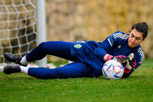 Goalkeeper Zecira Musovic of the Swedish women's national