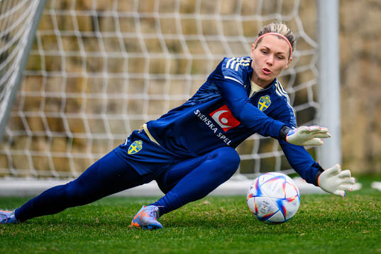 Goalkeeper Jennifer Falk of the Swedish women's national