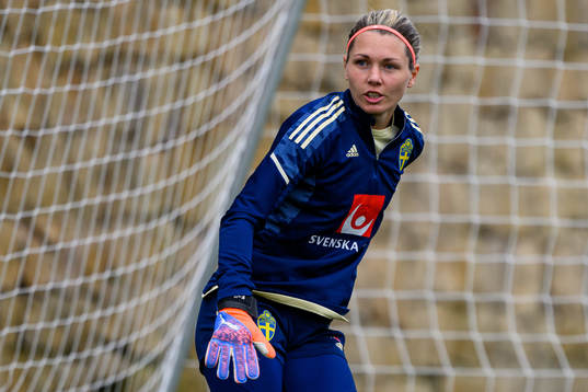 Goalkeeper Jennifer Falk of the Swedish women's national