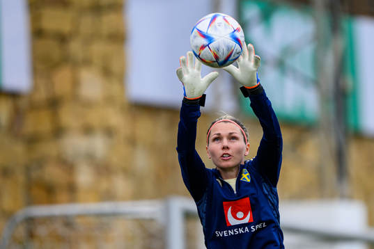 Goalkeeper Jennifer Falk of the Swedish women's national