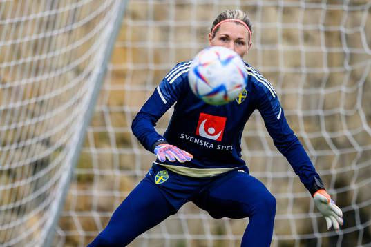 Goalkeeper Jennifer Falk of the Swedish women's national