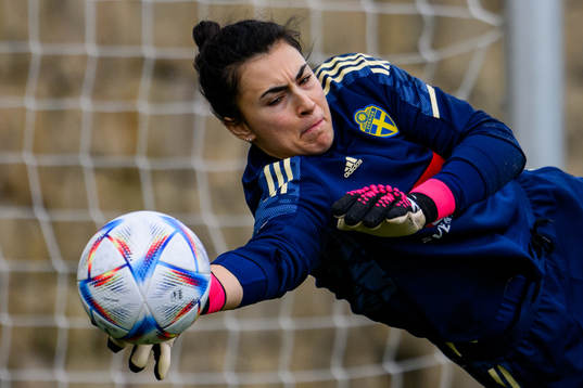 Goalkeeper Zecira Musovic of the Swedish women's national