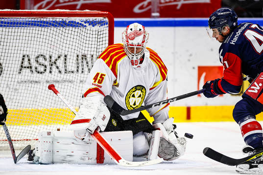 Brynäs målvakt Jussi Olkinuora och Linköpings Broc Little