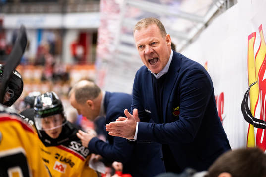 Luleås assisterande tränare Henrik Stridh jublar