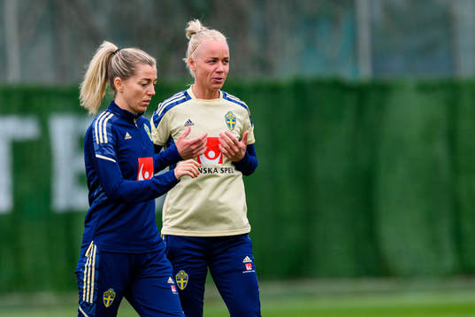 Linda Sembrant and Caroline Seger of the Swedish women's