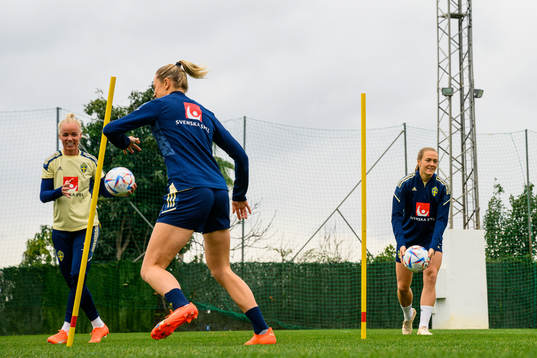 Caroline Seger and Magdalena Eriksson of the Swedish