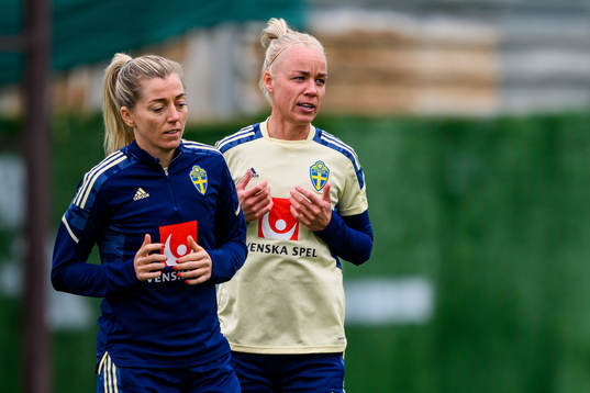 Linda Sembrant and Caroline Seger of the Swedish women's