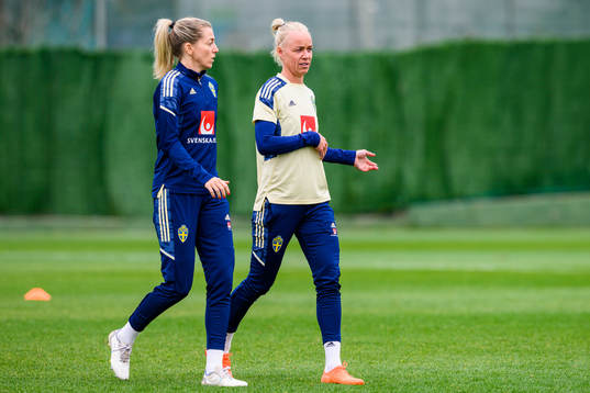 Linda Sembrant and Caroline Seger of the Swedish women's