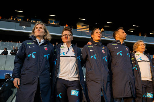 Hege Riise, head coach, Monica Knudsen, assistant coach,