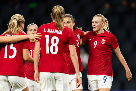 Karina Sævik of Norway celebrates the 0-1 goal