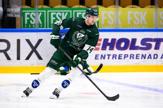 Färjestads Victor Ejdsell innan ishockeymatchen i SHL