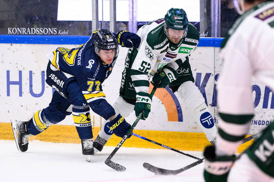 HV71s Herman Hansson och Färjestads August Tornberg