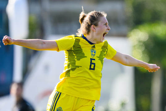 Fanny Andersson of Sweden celebrates