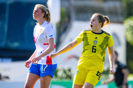 Fanny Andersson of Sweden celebrates