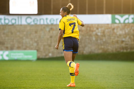 Madelen Janogy of Sweden celebrates