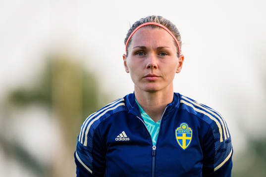 Goalkeeper Jennifer Falk of Sweden ahead the women's