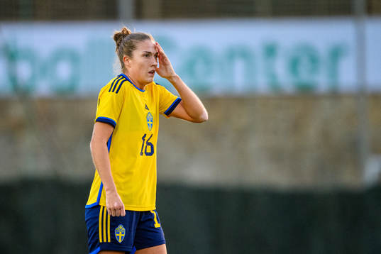 Filippa Angeldahl of Sweden looks dejected