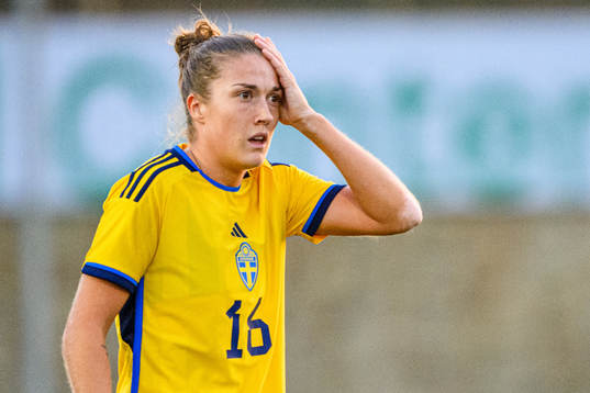 Filippa Angeldahl of Sweden looks dejected
