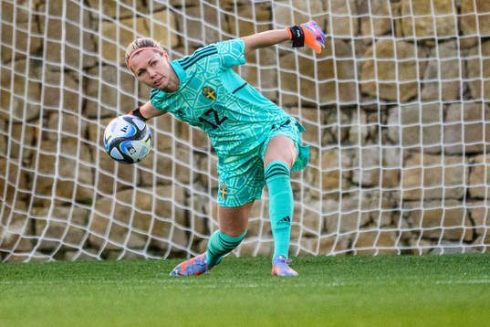Goalkeeper Jennifer Falk of Sweden