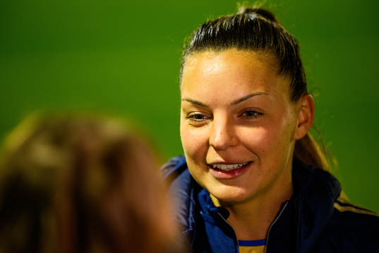Johanna Rytting Kaneryd of Sweden is interviewed by the