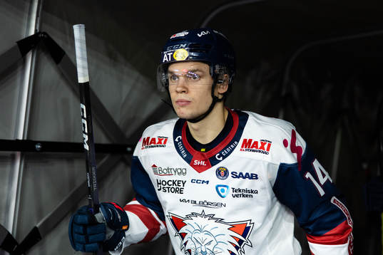 Linköpings Arvid Costmar innan ishockeymatchen i SHL