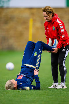 Olivia Schough and physiotherapist Annica Näsmark of the
